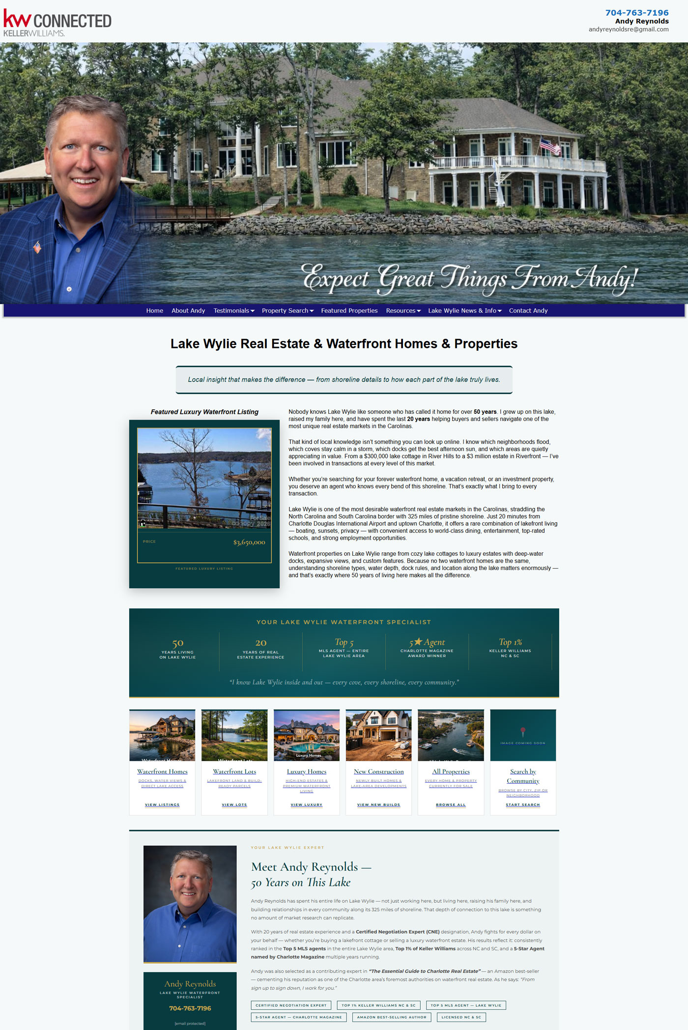 Andy on Lake Wylie real estate website, IDX support, and local SEO by ProImpact