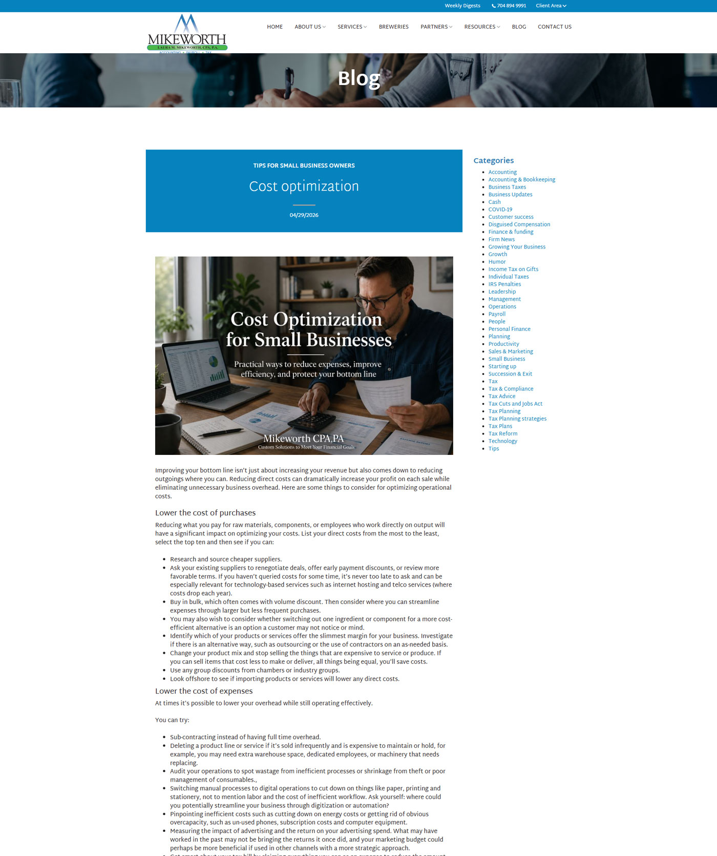 Mikeworth CPA website content, SEO metadata, and ongoing support by ProImpact